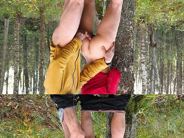 Amateur Couple Making Love in an Autumn Forest