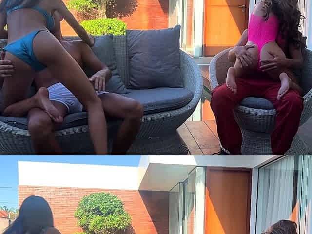 Two Couples Fucking Outside At Home Swimming Pool Party