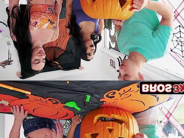Halloween Horror Turns Sexy as Son Drills Pumpkin-Clad mother I'd like to fuck