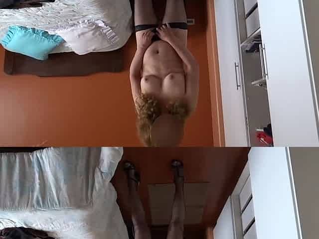My Horny Wife Touches Herself and Masturbates Standing up