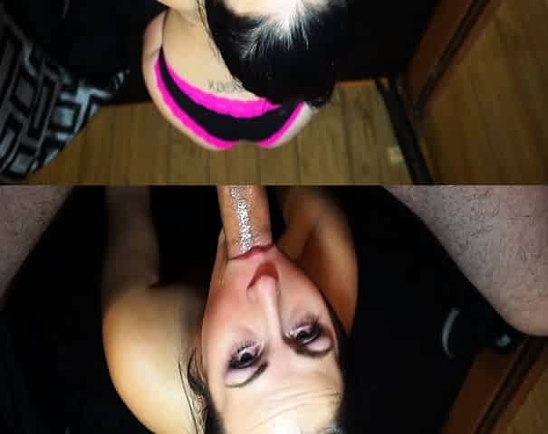 Mature brunette amateur giving a great POV blowjob