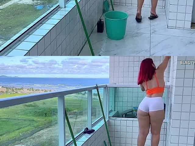 The most excellent maid I've ever seen, that babe wore these shorts to tease me, I got so turned on.