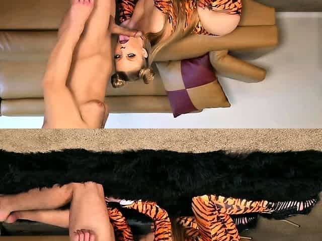 Lapdance and blowjob made by BIG boobs blonde