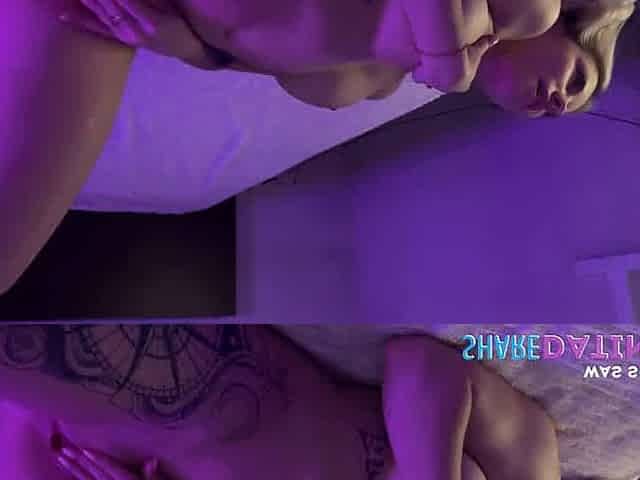 Blonde beauty gets her tits covered in cum after a gentle blowjob