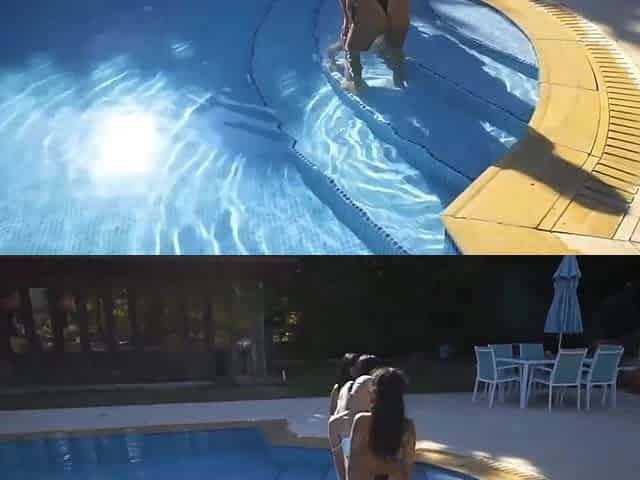 Wild lesbian group sex near a swimming pool. Watch girls do naughty stuff with their skilled tongues