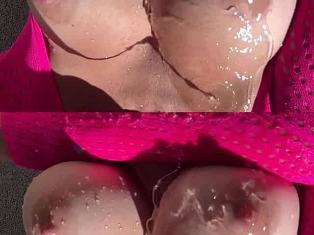 Italian Big Tits MILF Artemisia Love Hot Juicy Boobs Play Outdoor with Water Hard Nipples Fetish
