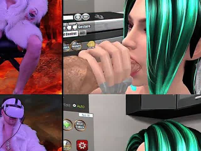 Screwing a succubus in VR game "Succubus' Helping Hand". Interactive game in virtual reality