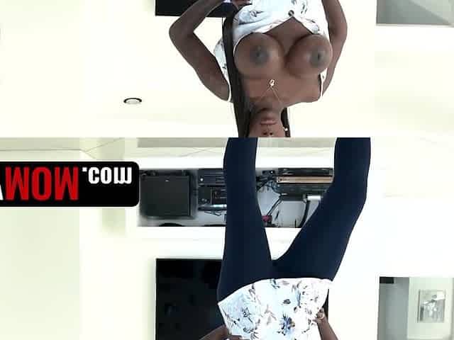 Sexy Buxom Black MILF Ebony Mystique Sucks & Rides Her Stepson's BWC, Until He Cums All Over Her