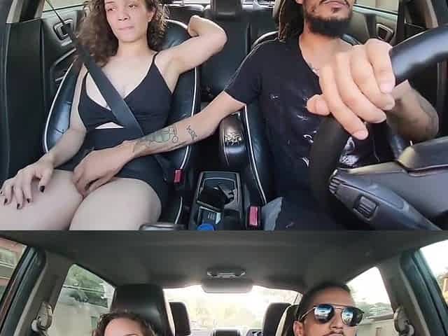 Horny Babe Teases Me In The Car And Ends Up Sucking Me Hard On The Couch