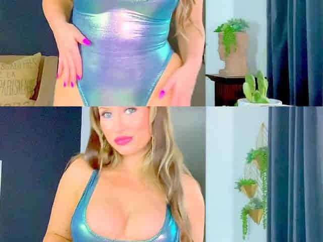 Blonde mature with big boobs masturbates in bed
