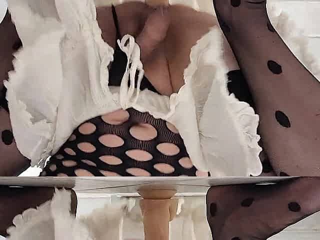 Sissy femboy rides a large dong like there's no the next day