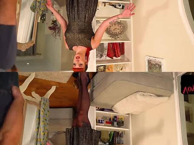 Redhead voyeur watching guy jerking off