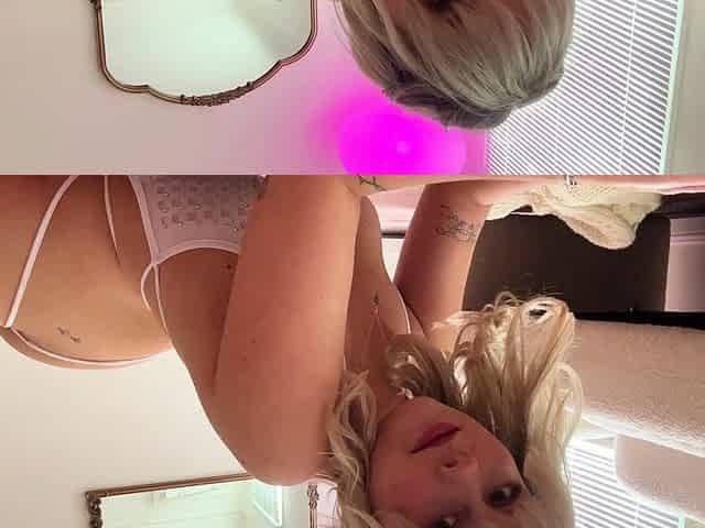 Blonde teen in solo action with her pussy