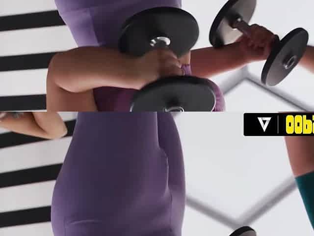 OOPSIE - 2 Chicks Distract Nicole Aria's Gym Session Turning Into Futanari 3some Cum Fest