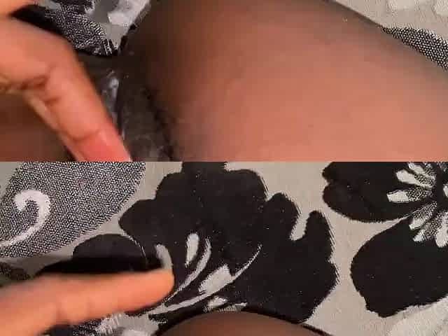 Bushy black teases her creamy twat