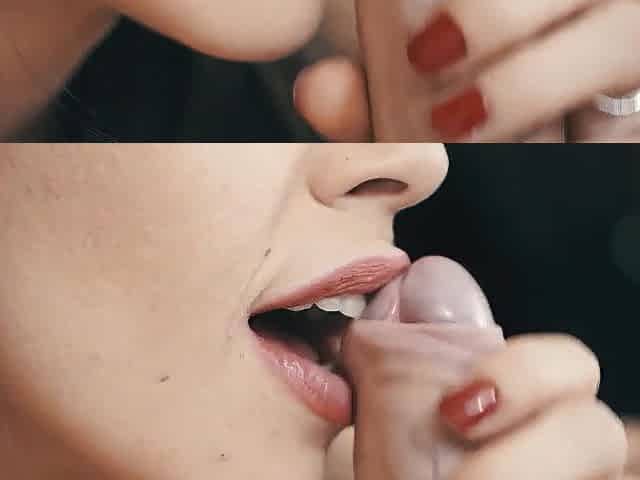 She slowly licks the head of my cock until you cum