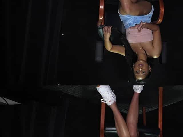 Backstage with asian model Violet Rae in shorts