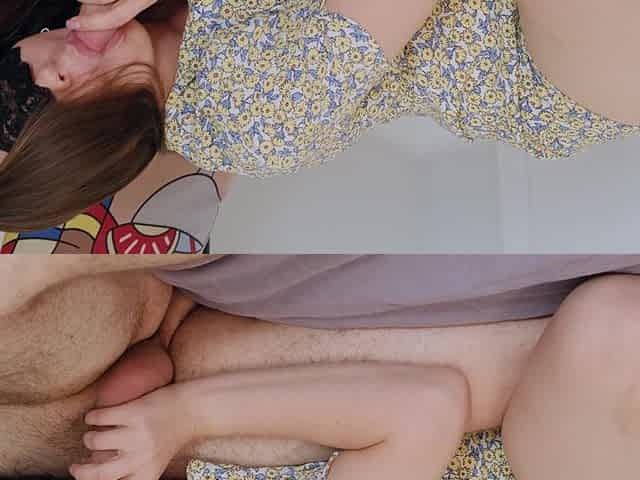 She Enjoyed Sucking Tits, Nipples Play and His Sweet Cock. Horny Couple