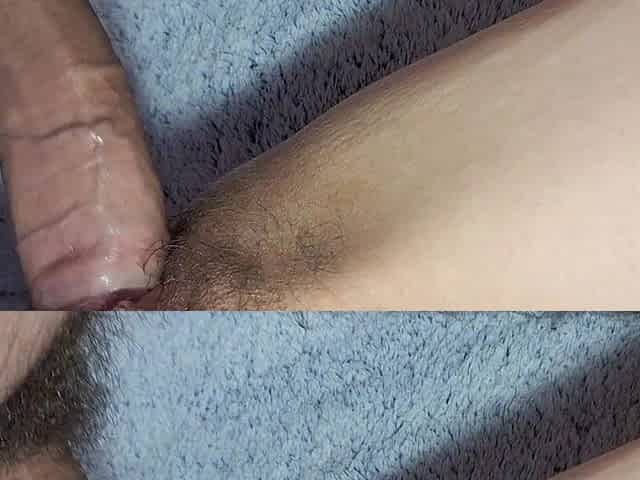 Cumming a Lot off Sperm on Hairy Pussy