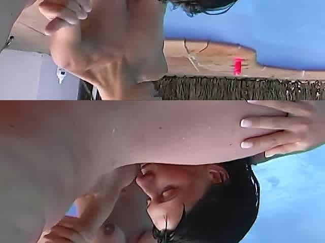 Two Super Hot Chicks From Germany Sharing A Cock Near The Pool