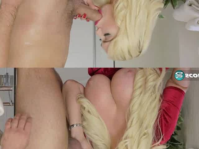 Blonde, big-titted, horny Tori, 51, fucks her step-son