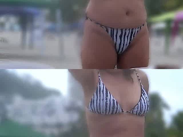 My pretty wife shows off on the beach, cum in her snatch after masturbating