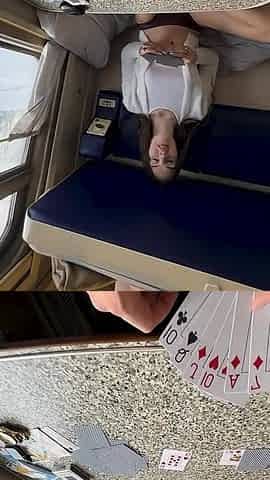 Card Game in Train Compartment Turned Into Hard Pussy Fucking