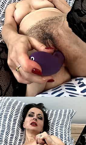 Hairy Cunt Dildoed in Stockings - Part 2