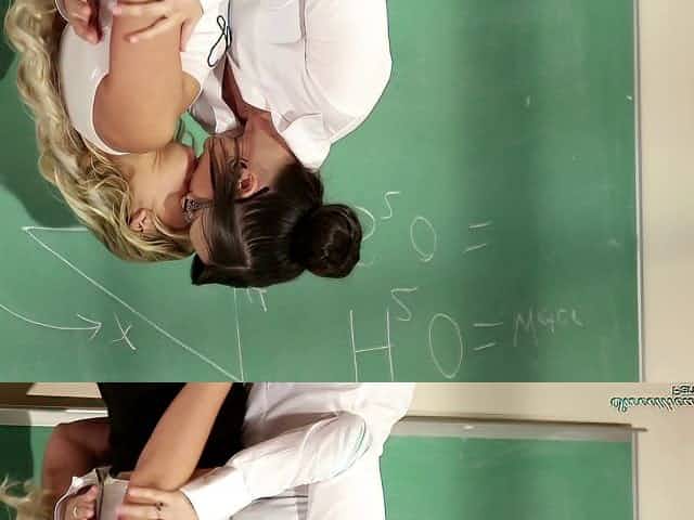 College professor has sex with an adorable blonde lesbian coed