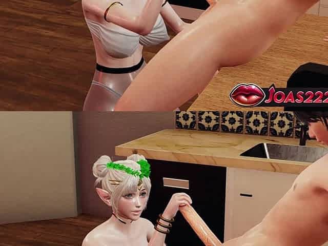 3D Animation of Sexy Blonde Elf Celestine in Pantyhose - Experience a Handjob for Big Dick, Intense Titfuck with Wet Big Tits
