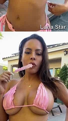 Luna Star screws her twat and butt with sex-toy in public