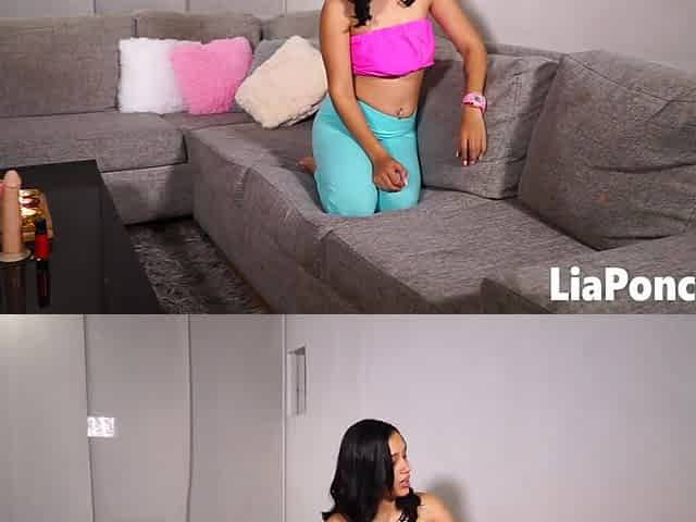 Naughty petite teen dildo fucking her hot shaved pussy