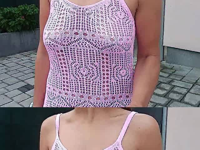 a public walk around the town out of underclothes in a transparent costume