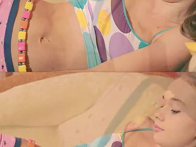Sweet 18yo teen model playing with lollipop for you