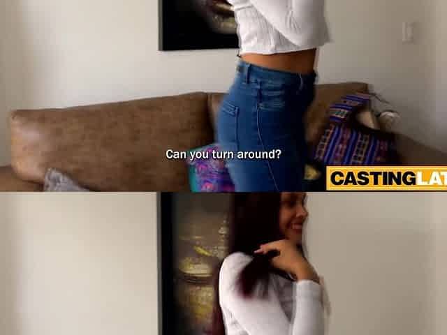 Unannounced latin 18-years-old comes for casting