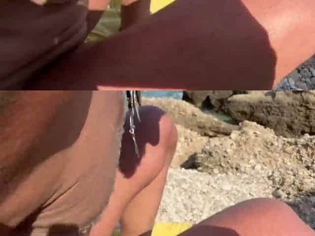 I DISCOVER A LITTLE GOLDEN-HAIRED ON THE BEACH AND THAT BABE GIVES ME A TUGJOB WITH A SPUNK FLOW