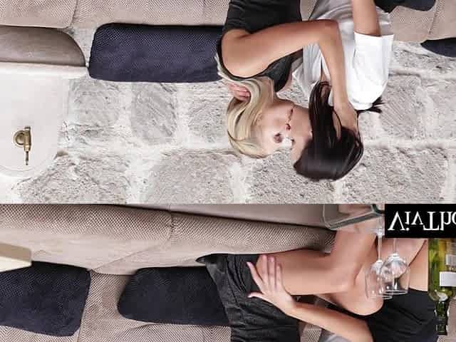 See breathtaking blond boss dominate a cute lesbo brunette hair