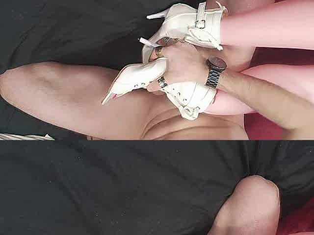 White Lace-up Dance Shoes Footjob - Vibrant Fuchsia Toes POV
