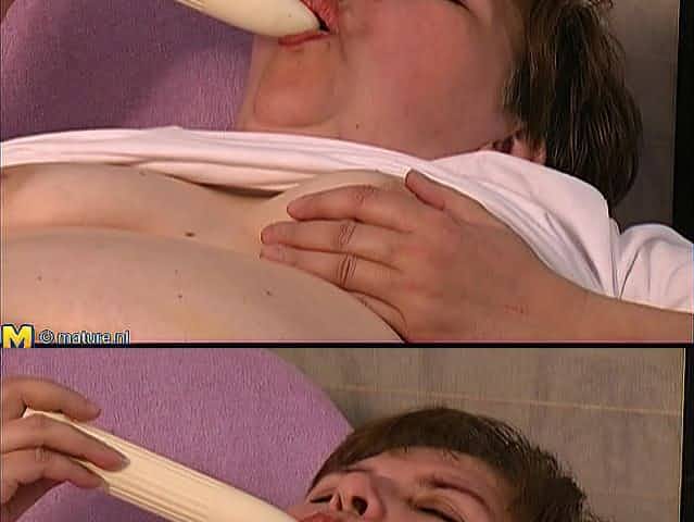 Mature solo granny spreading legs while masturbating in amateur shoot
