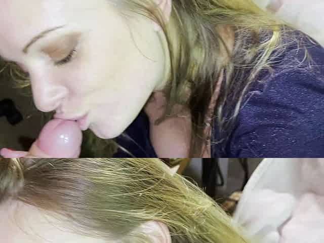 Real blonde amateur giving a POV blowjob