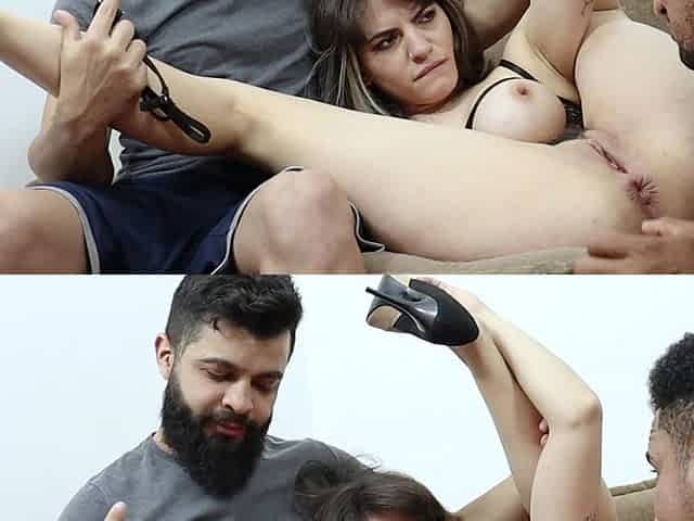 Fucking Hard Ass and Hairy Pussy in Front of Cuckold Husband