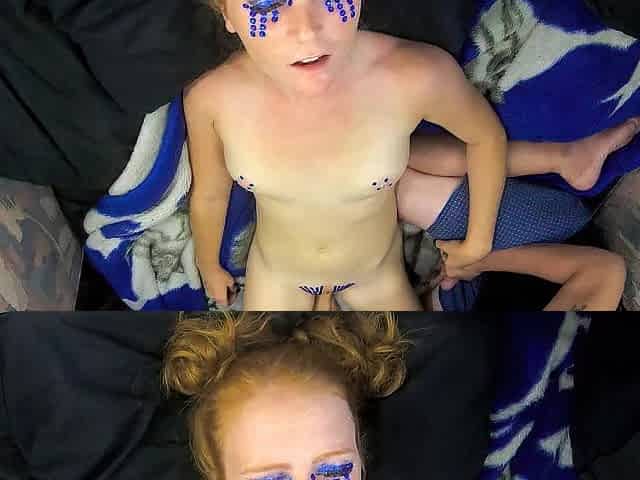 Natural Redhead Plays With Toys, Bangs And Swallows in 4K