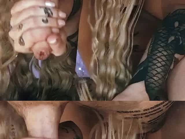 Amateur blonde girlfriend homemade blowjob and handjob