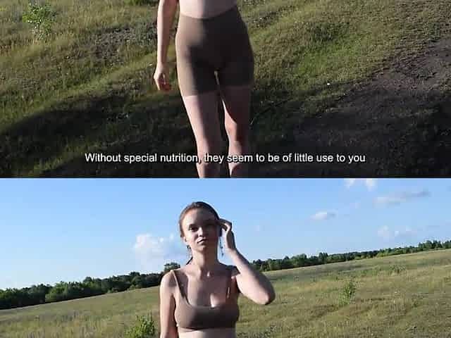 Cute beauty sucked penis whilst jogging and tried a particular protein shake