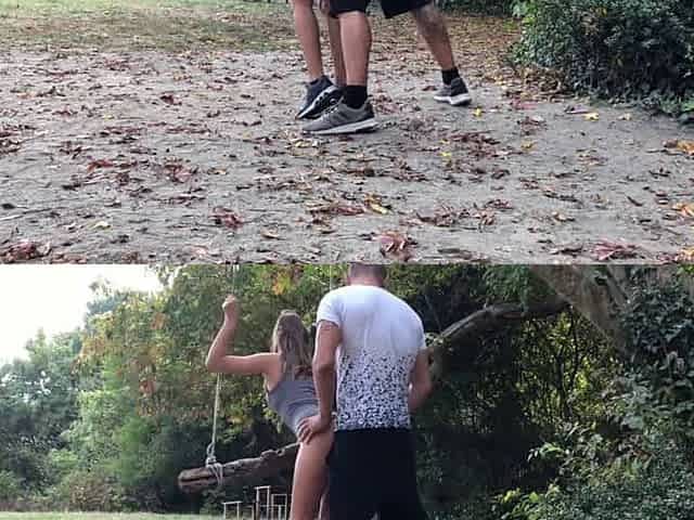 Risky Public Sex Outdoors with a Curvy Amateur Babe