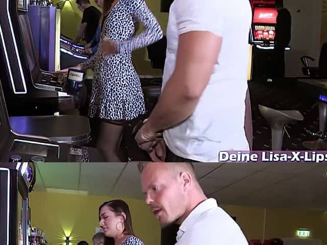 SCANDAL Public flashing Sex in casino with german teen