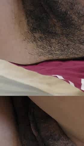 Ebony hairy twat filled up with BWC and hot cream