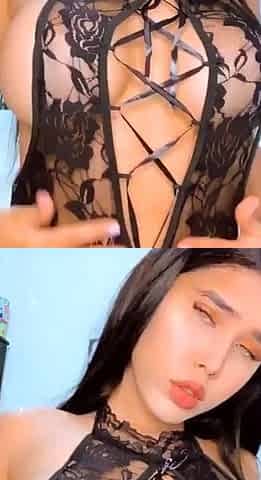 Busty brunette babe tease you with her big boobs