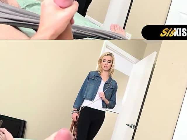 My stepsister caught me masturbating and she loved it