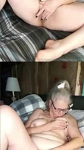 Medley Of Hawt Aged Sucking Her Own Tits!